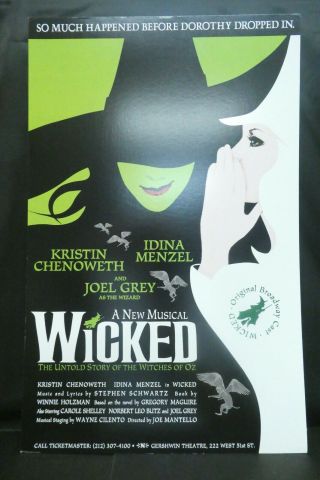 Wicked The Untold Story Of The Witches Of Oz Broadway Window Card Poster