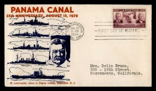 Dr Who 1939 Panama Canal 25th Anniversary Fdc Uss Charleston Navy C200388