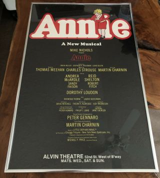 Annie The Broadway Musical - Alvin Theatre Window Card Poster 14”x 22” Framed