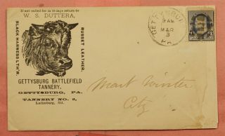 1890s Gettysburg Battlefield Leather Tannery Cow Advertising Pa