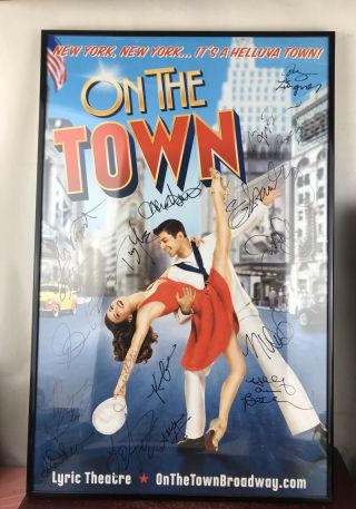On The Town /14 X 22 Window Card Poster Broadway Signed/framed