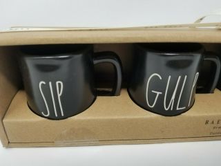 Rae Dunn Black Espresso Mini Mugs Set of 4 Gulp Drink Slurp Sip 3