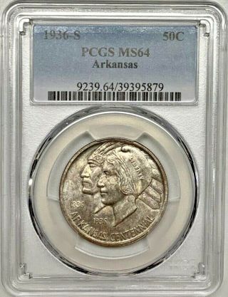 1936 S Arkansas Silver Half Dollar Pcgs Ms64 Classic Commemorative Registry Coin