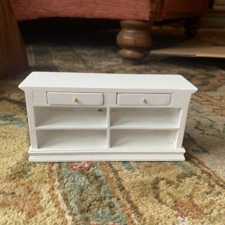 1:12 Dollhouse Miniature Buffet Kitchen Island Cabinet - White Wood