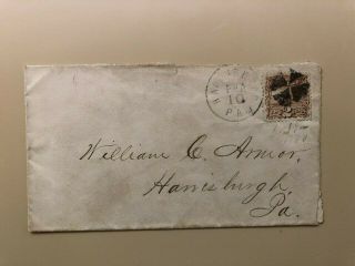 1869 Harrisburg,  Pa Local Cover With Scott 113 Two - Cent Post Rider