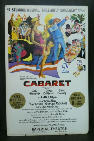 Cabaret Musical Theater Broadway Window Card Poster 14 " X 22 "