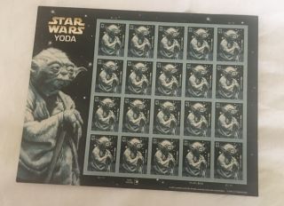 Usps Star Wars Yoda Sheet Of Postage Stamps 2007 41 Cents