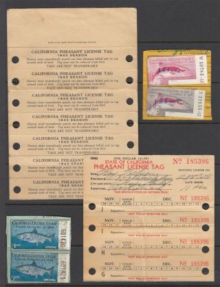 California Hunting And Fishing License Stamps And Tags - 3 Pictures