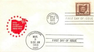 1018 3c Ohio Sesquicentennial,  Unlisted Carl Scheuffler Cachet [385002]