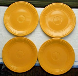 Four Vintage Fiesta Ware Yellow 9 - 3/8 " Luncheon Plates Homer Laughlin