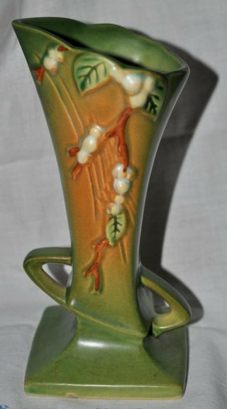 Roseville Pottery Green Snowberry Handled Vase 1v1 - 7