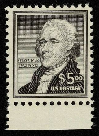 Scott 1053 $5 Alexander Hamilton 1954 Nh Og Never Hinged