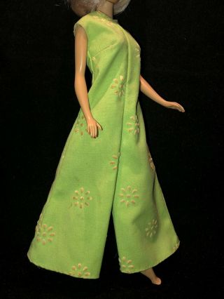 Vintage Barbie Doll Clone Handmade Green Floral Mod Fashion Jumpsuit Tlc