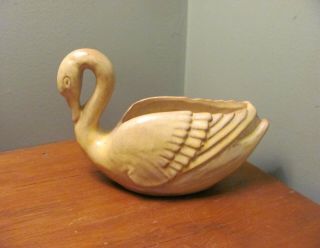 Vintage Frankoma Pottery Prairie Green Swan Planter Vase 228