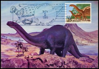 3 Dinosaur Maximum Cards 1989 With Powpex Nodosaurus Commemorative Cancel