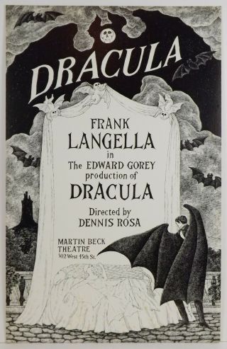 Vintage Window Card Poster Dracula Edward Gorey Martin Beck Theatre Ny [rp]
