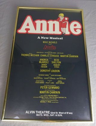 Annie The Broadway Musical - Art Poster Print Theatre Window Card 14 X 22 Framed
