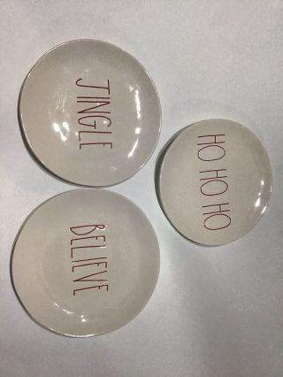 Rae Dunn Jingle,  Hohoho And Believe Plates With Red Letters