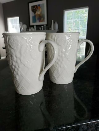 - 2 - Mikasa English Countryside White Tall Latte Mugs 4 - 5/8” Appear