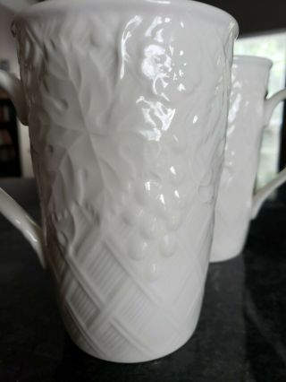 - 2 - Mikasa English Countryside White Tall Latte Mugs 4 - 5/8” Appear 3