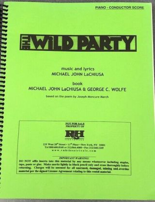 The Wild Party Lachuisa Piano Conductor Vocal Score Musical Theatre Broadway