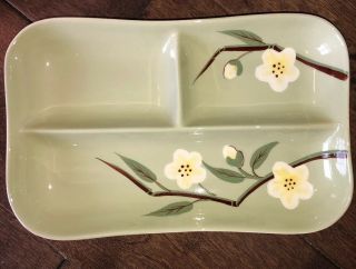 Vintage Weil Ware California Pottery Maylay Blossom Divided Serving Dish Plate