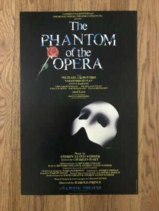 " Phantom Of The Opera,  " Broadway Window Card Poster,  Obc 