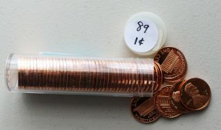 1989 S Lincoln Memorial Proof Penny Roll Of 50 1c Us Copper Plated Zinc Coins