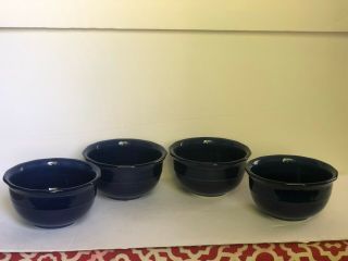 4 Home And Garden Party Cobalt Blue Soup Bowls Stoneware