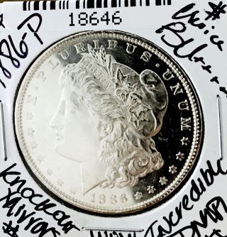 1886 P Morgan Dollar Choice Bu,  Incredible Dmpl Knockout Mirrors Nr 18646