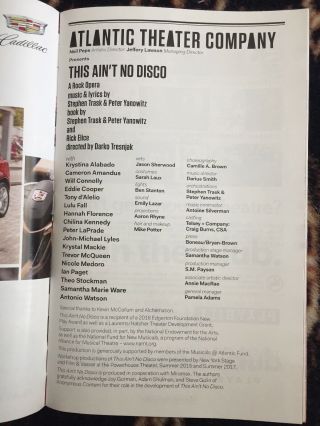 Peter Yanowitz,  Stephen Trask And Cast Signed This Ain’t No Disco Playbill 3