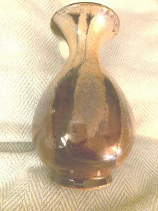 Robert Maxwell California Stoneware Art Pottery Vase 6 " X 3” Tall Black & Brown