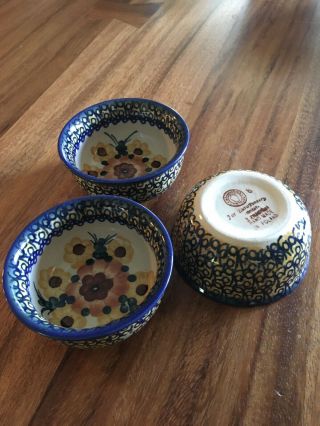 Polish Pottery Stoneware Unikat Small Side Bowls 3