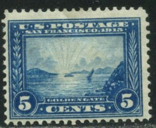 Us Sc 399 1913 5c Panama - Pacific F - Vf Centered Og Hinged With Remainder