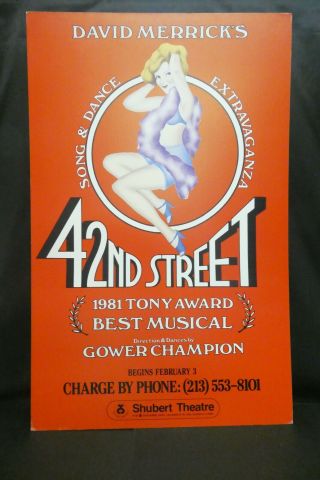 42nd Street Musical Theater Broadway Window Card Poster 14 " X 22 "