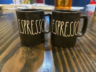 Rae Dunn Espresso Mugs Set Of 2 Black And White Small/ Mini Mugs