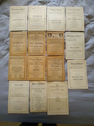 Group Of 15 Vintage Illinois Playbills