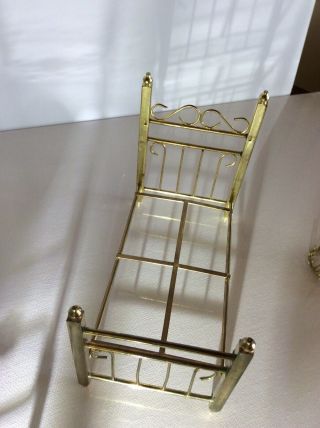 Dollhouse Miniature Furniture - Bedroom - Brass Bed,  Birdcage,  And Floor Mirror 3
