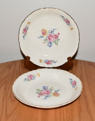 Hazel Scio Pottery Soup Bowls Set Of 2 8 3/8 " Roses`