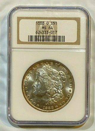 1888 O Morgan Silver Dollar NGC MS64 Golden Hue (017) 2