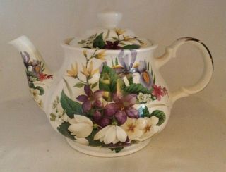 Sadler England Teapot Purple & Green Spring Flowers Vintage