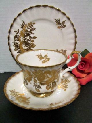 Royal Albert Bone China Trio Golden Rose Teacup Saucer Plate Kt5560