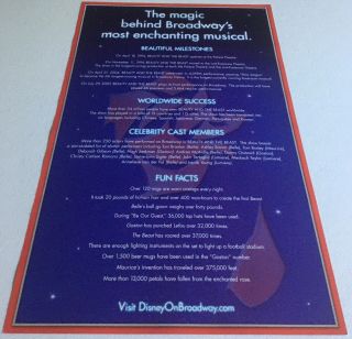 Disney ' s Beauty and the Beast Broadway Musical Poster Final Cast Double - Sided 2