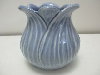 Vintage Red Wing Pottery Tulip Shaped Flower Vase 894 Blue 4 5/8 " Tall