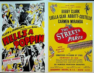 Hellzapoppin & The Streets Of Paris Ad Brochure Carmen Miranda Abbott & Costello