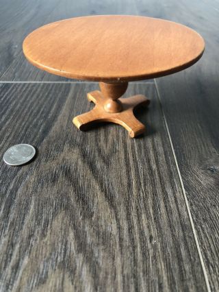 Miniature Wood Round Dining Room Table For Dollhouse