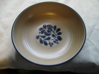Pfaltzgraff Usa Folk Art Blue Blue Rim 8 1/2 " Vegetable Serving Bowl