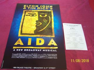 Aida Orig 2000 Broadway Play - Window Card,  Showbill Adam Pascal Heather Headler