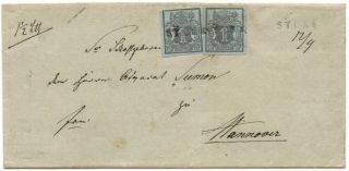 Hannover,  Old German State,  Ls W/two Copies Of 1850 Coat Of Arms 1gg (1)