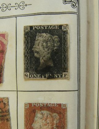Oldtime Stamp Album 1840 1d Penny Black Siam Hong Kong China Shanghai Japan Usa